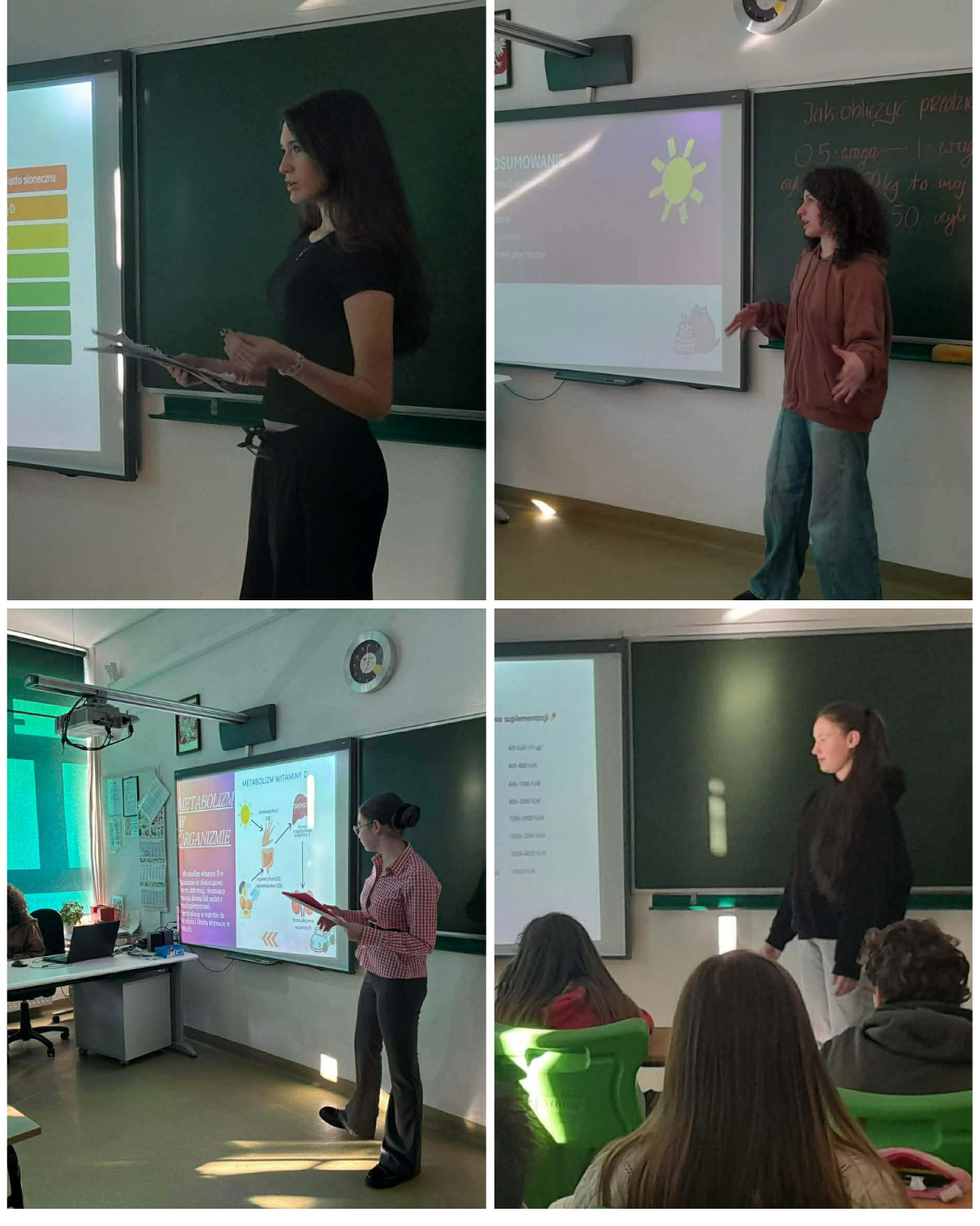 kolaż zdjęć uczennic realizujących zajęcia w szkole podstawowej
